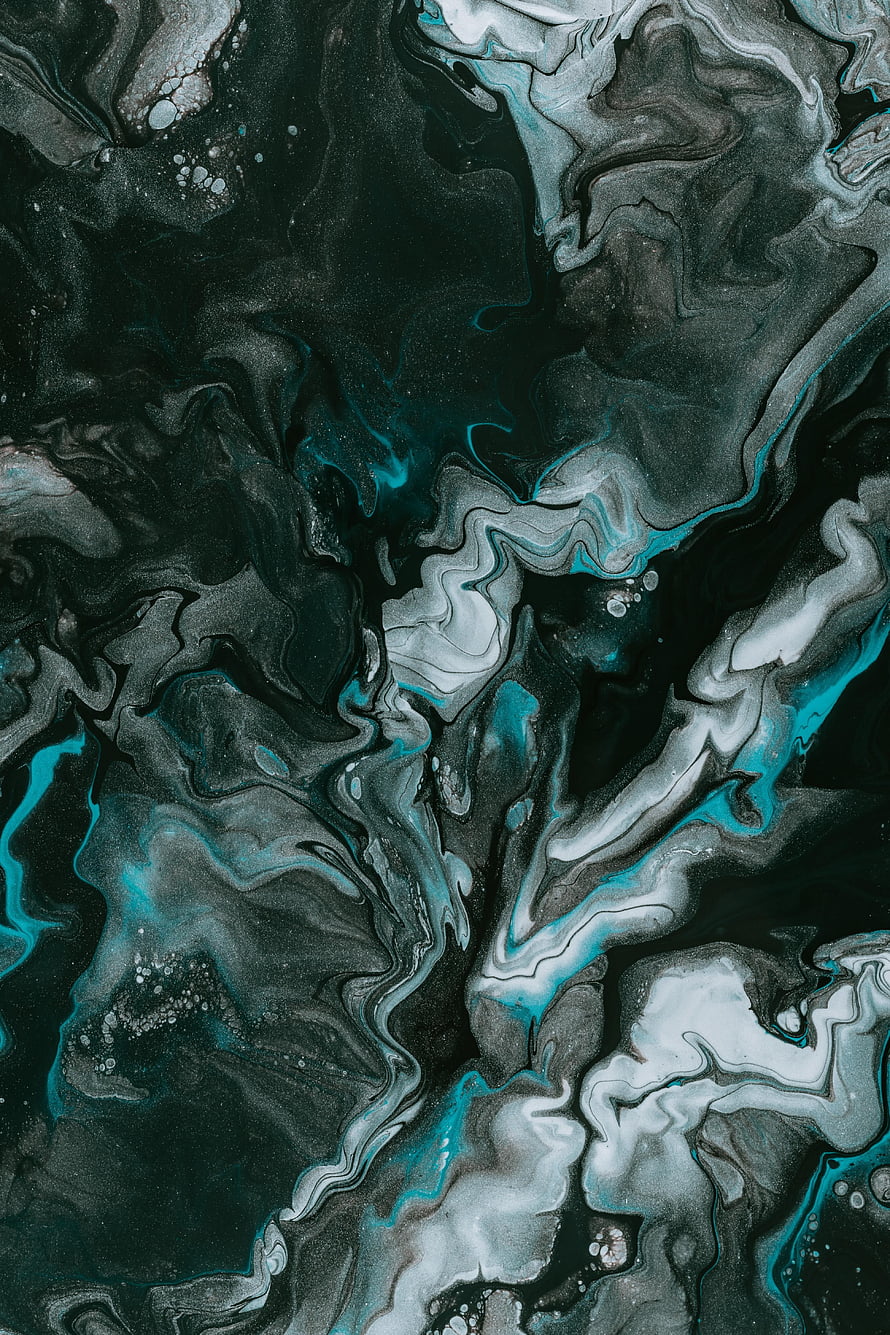Dark Turquoise and White Fluid Art Abstract Marble Texture Background HD phone wallpaper