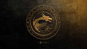 Elder Scrolls Dragon Emblem Wallpaper - Golden Nordic Rune Circle on Dark Background HD wallpaper
