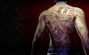 Kazuma Kiryu Back Dragon Tattoo Artwork From Yakuza Video Game Series HD wallpaper
