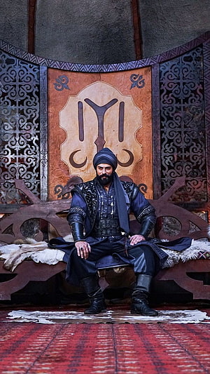 Diriliş Osman: Ottoman Sultan Seated on Ornate Throne in Historical Costume, Diriliş Osman HD phone wallpaper
