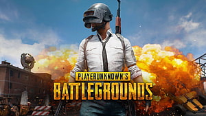 PUBG Battlegrounds Soldier in Combat Helmet Amidst Explosions and War Zone HD wallpaper