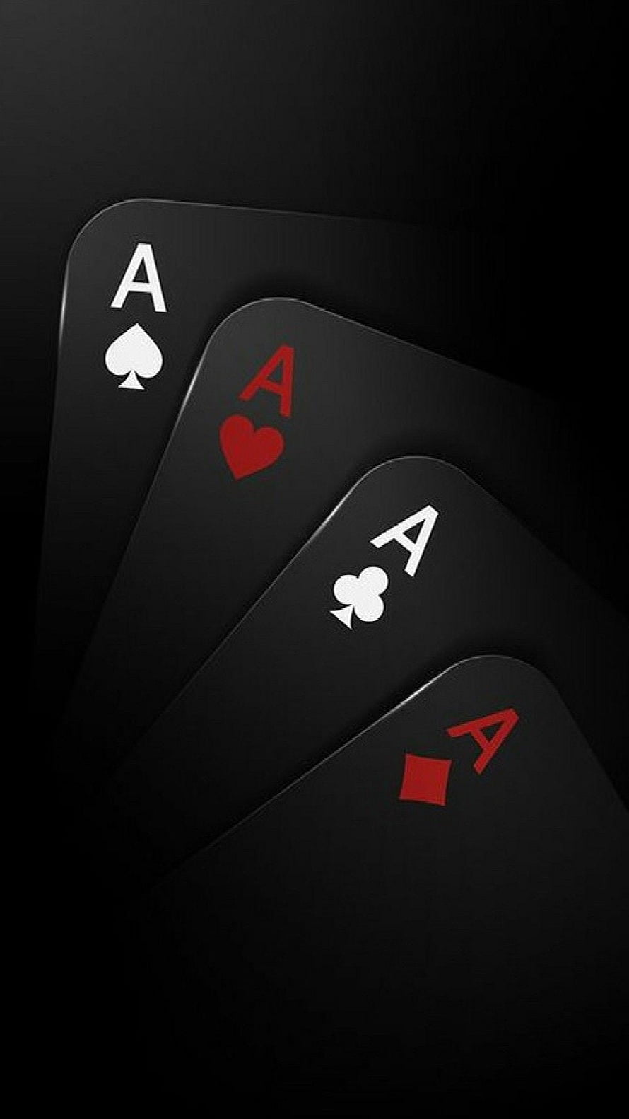 Four Black Ace Playing Cards Fanned on Dark Background HD phone wallpaper