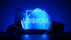 Legion TV Series Neon Blue Sign on Rocks HD wallpaper