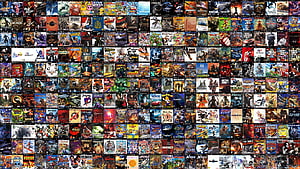 Massive Grid Collage Featuring Hundreds of PlayStation 2 Game Box Art Covers HD wallpaper