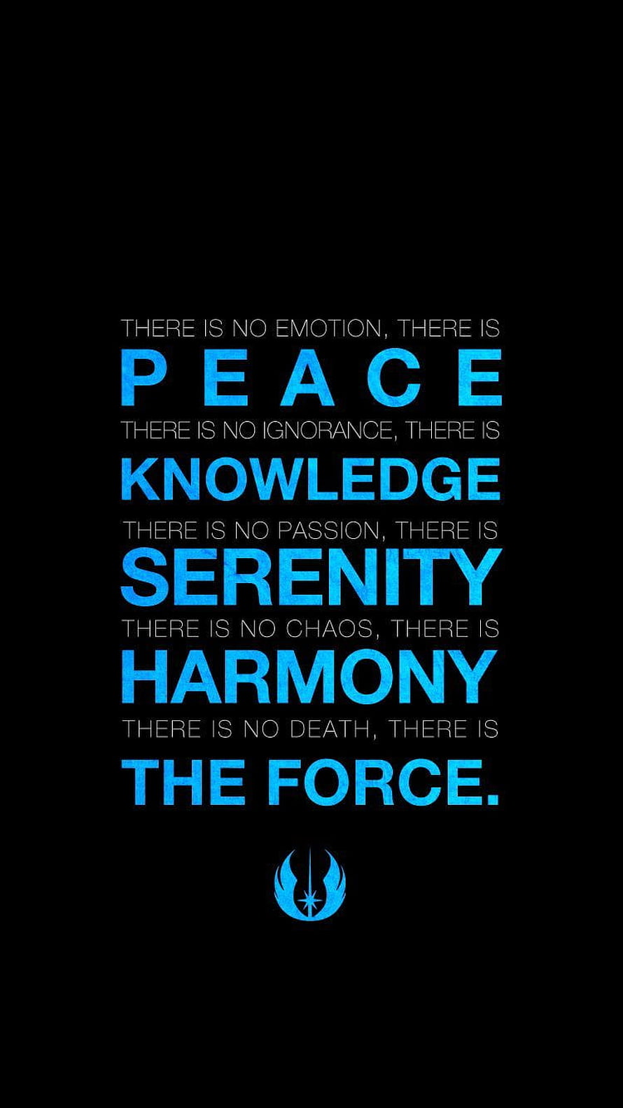 Star Wars Sith Code Quote with Peace Knowledge Serenity Harmony and The Force Text HD phone wallpaper