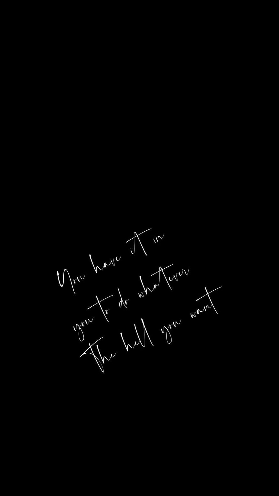 Minimalist White Cursive Quote on Black Background HD phone wallpaper