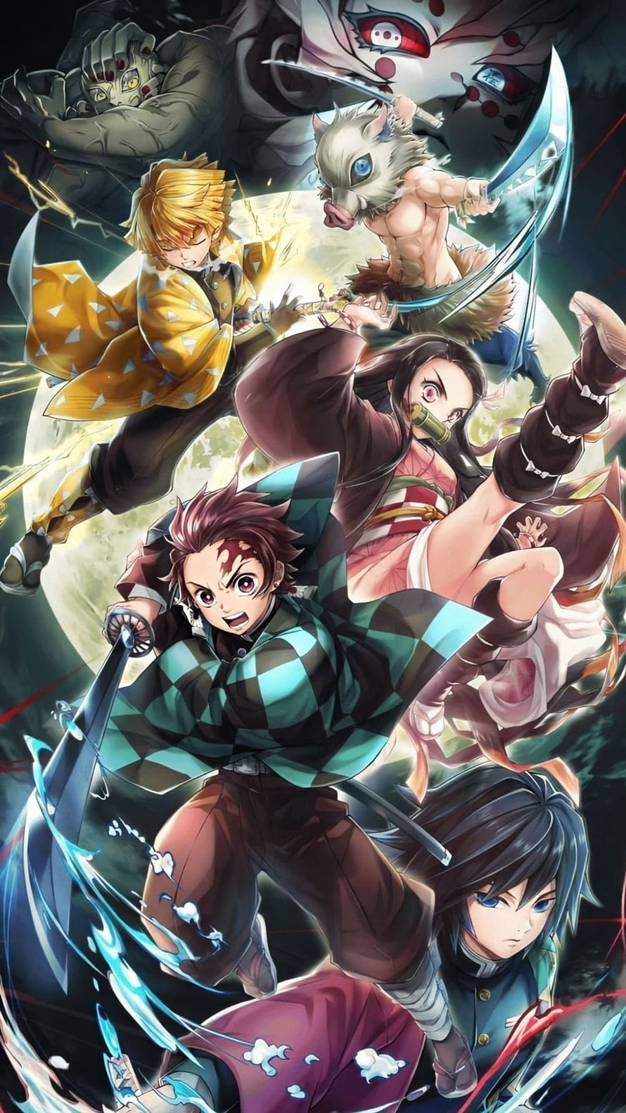 Demon Slayer Kimetsu no Yaiba Anime Group Action Wallpaper HD phone wallpaper