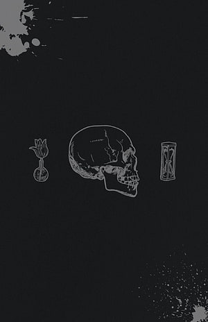 Memento Mori Skull Illustration with Alchemical Symbols on Dark Background HD phone wallpaper