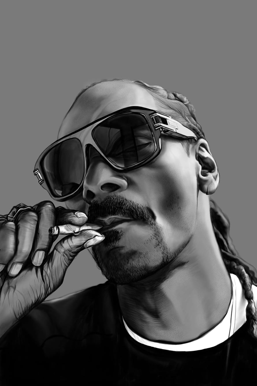Snoop Dogg Digital Art Portrait Wearing Sunglasses and Smoking a Cigarette HD phone wallpaper