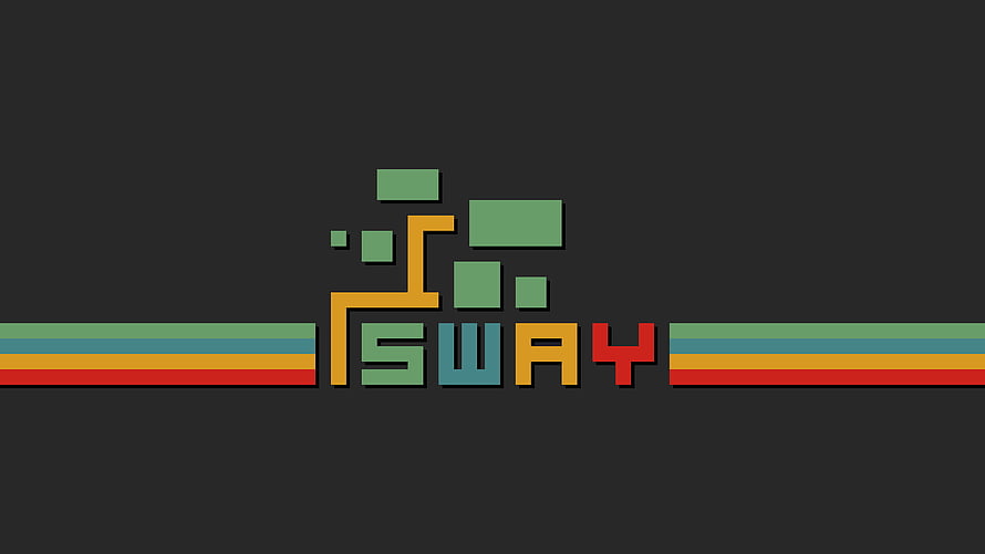 R Sway Window Manager Logo With Gruvbox Color Palette On Dark Background HD wallpaper
