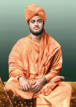 Swami Vivekananda Portrait in Traditional Orange Saffron Robes and Turban HD phone wallpaper
