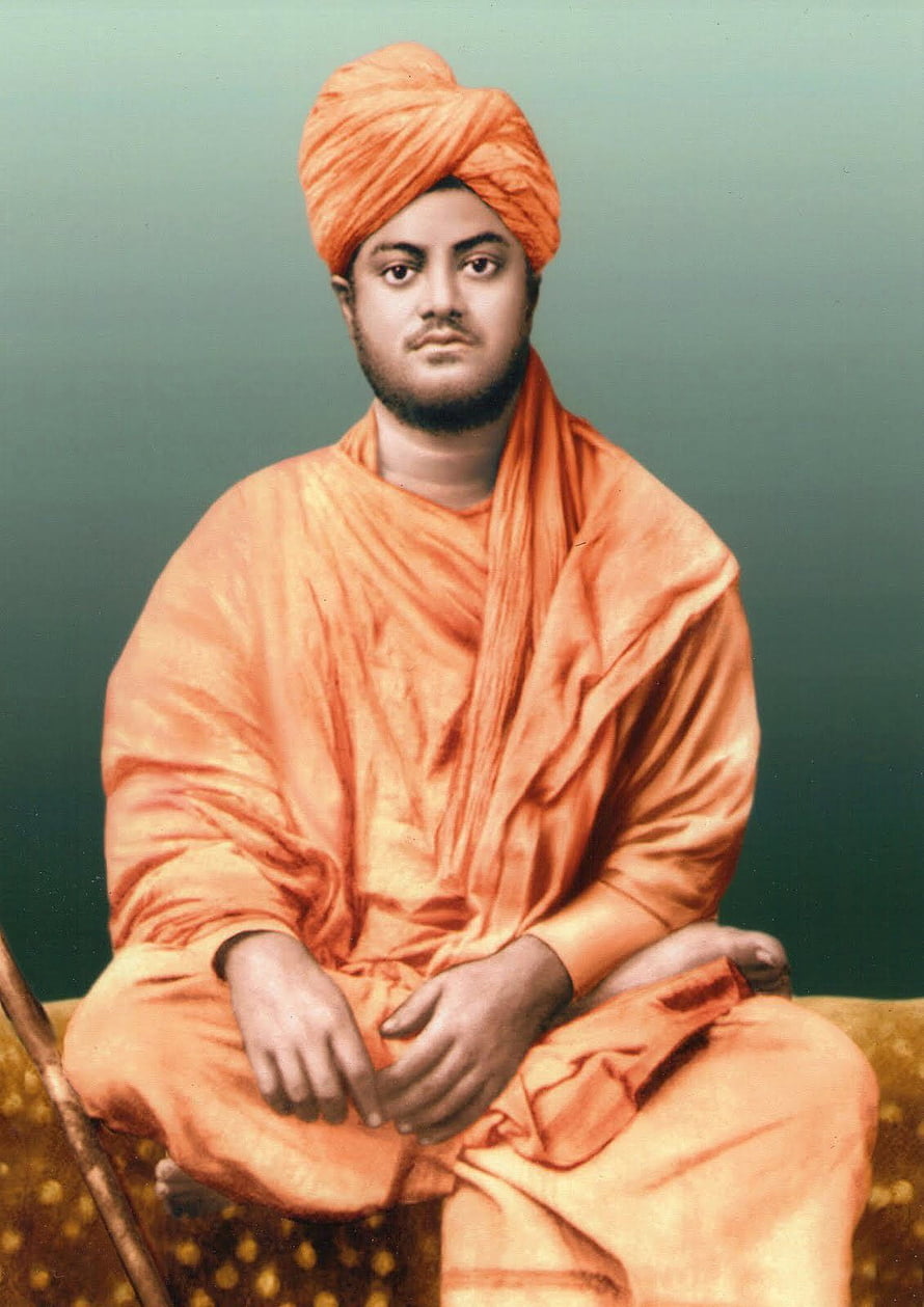 Swami Vivekananda Portrait in Traditional Orange Saffron Robes and Turban HD phone wallpaper