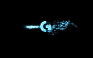 Logitech Gaming G Logo with Glowing Blue Smoke Effect on Black Background HD wallpaper