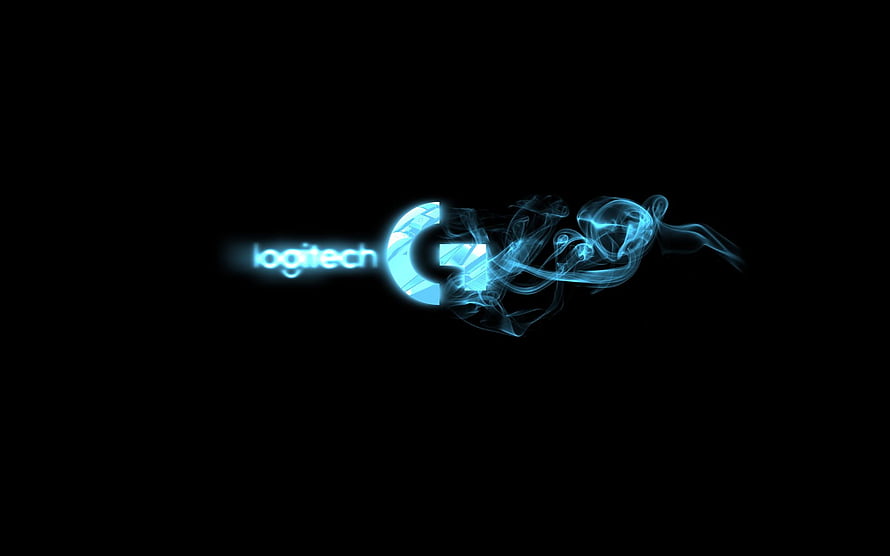 Logitech Gaming G Logo with Glowing Blue Smoke Effect on Black Background HD wallpaper