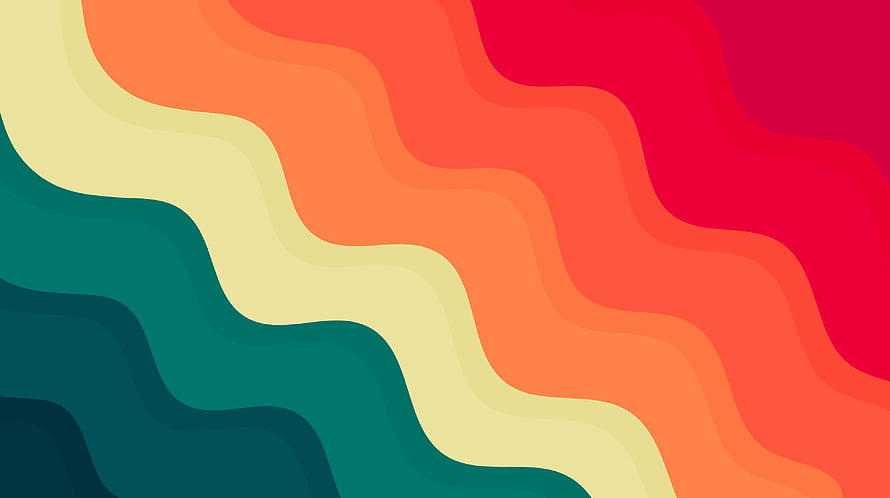 Abstract Wavy Gradient Background With Teal Orange And Red Layers HD wallpaper