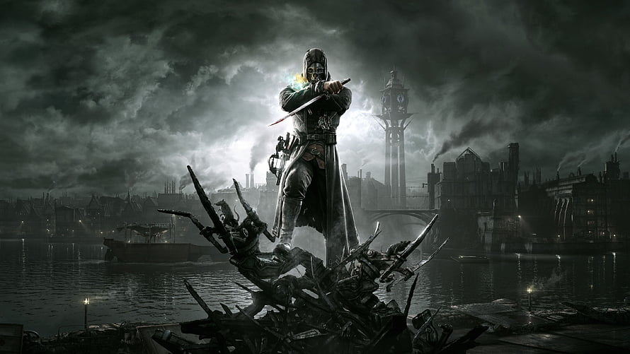 Evil Within 2 Concept Art: Detective Sebastian Castellanos Standing on Debris in Dark Industrial City HD wallpaper