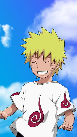 Naruto Uzumaki Smiling Portrait Against Blue Sky Anime Wallpaper HD phone wallpaper