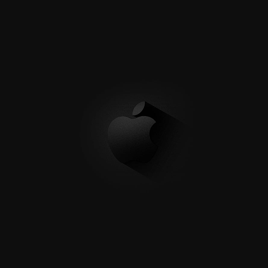 Minimalist Apple Logo on Black Background with Subtle 3D Shadow Effect HD phone wallpaper
