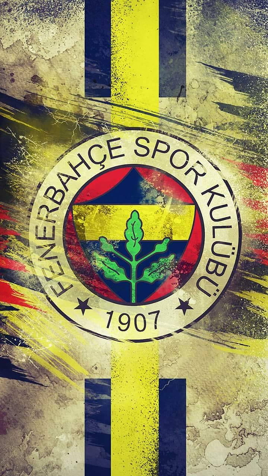 Fenerbahce Spor Kulubu 1907 Grunge Emblem With Navy And Yellow Cross Background HD phone wallpaper