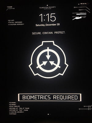 SCP Foundation Secure Contain Protect Biometrics Required Dark Interface Wallpaper HD phone wallpaper