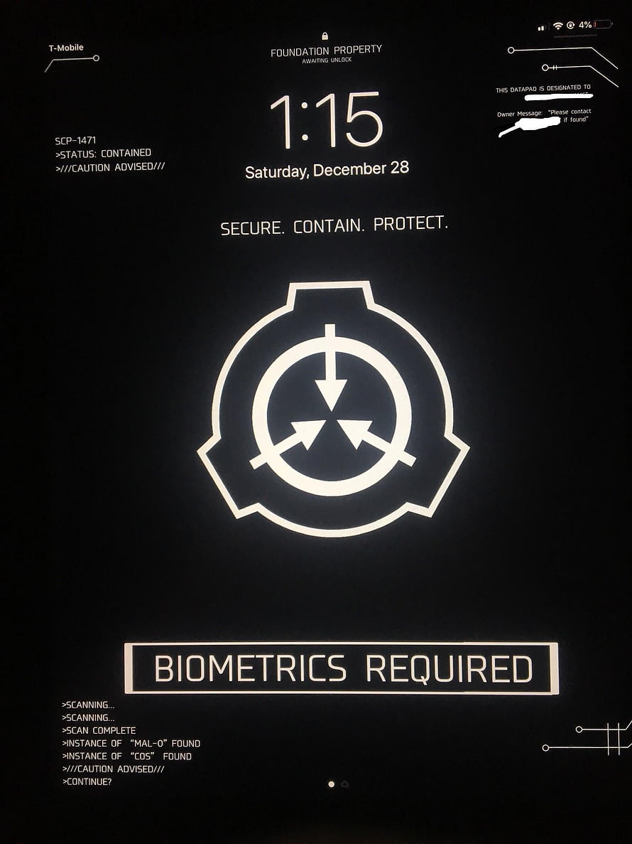 SCP Foundation Secure Contain Protect Biometrics Required Dark Interface Wallpaper HD phone wallpaper