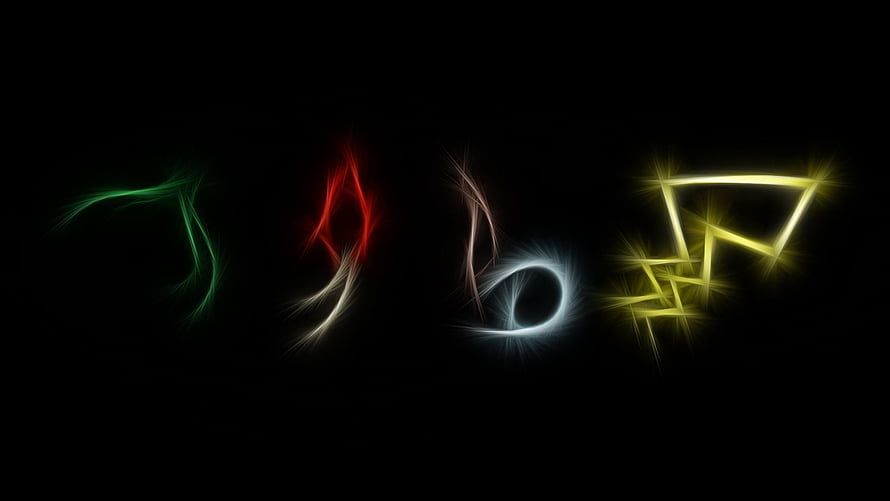 Neon Abstract Geometric Shapes on Black Background HD wallpaper