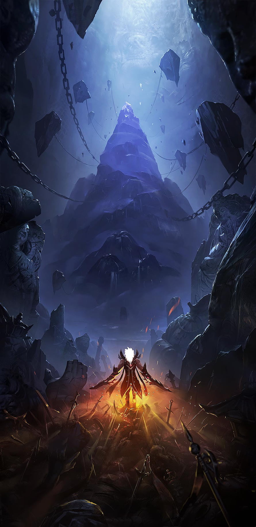 Martis from Mobile Legends: Bang Bang Standing in a Dark Fantasy Cavern HD phone wallpaper