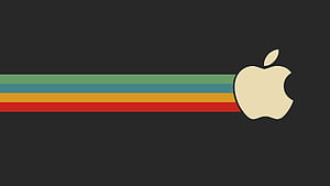 Apple Logo With Retro Rainbow Stripe On Dark Background HD wallpaper