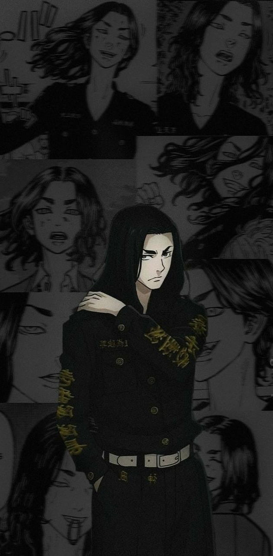 Baji Keisuke in Black Uniform with Gold Kanji from Tokyo Revengers Anime HD phone wallpaper