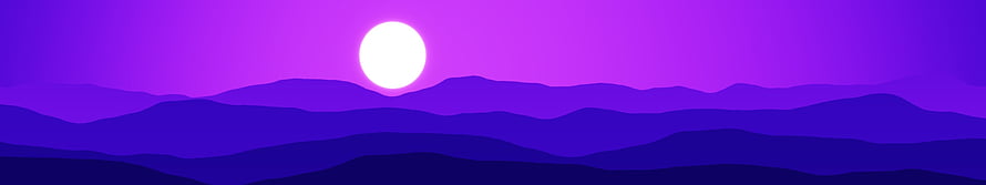 Purple Mountain Silhouette with Bright Sun in Minimalist Landscape HD wallpaper