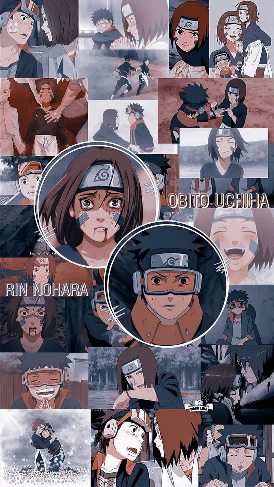 Obito Uchiha and Rin Nohara Anime Character Collage Wallpaper HD phone wallpaper