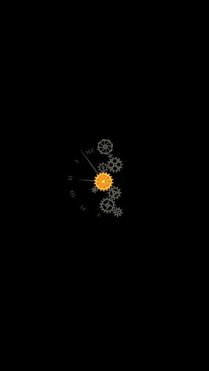 Steampunk Clock Gears and Orange Slice Minimalist Dark Wallpaper HD phone wallpaper