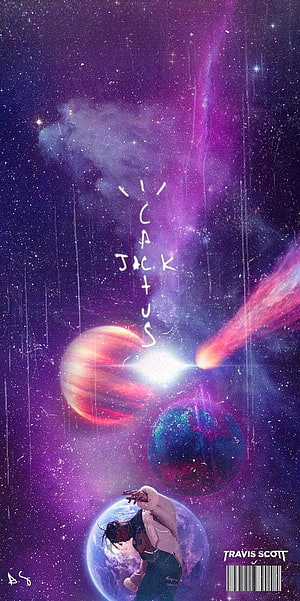 Travis Scott Cactus Jack Cosmic Album Art with Planets and Nebulae HD phone wallpaper