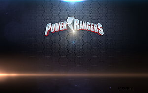 Power Rangers Metallic Logo on Dark Hexagonal Grid Background HD wallpaper