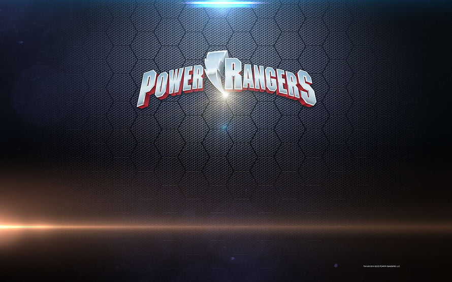 Power Rangers Metallic Logo on Dark Hexagonal Grid Background HD wallpaper