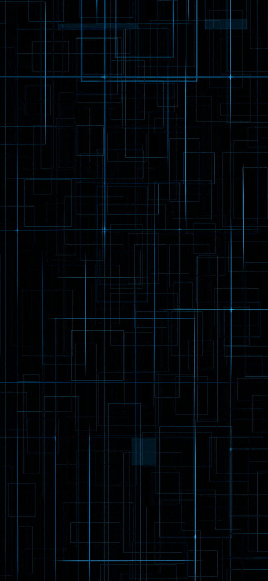 Abstract Dark Blue Geometric Circuit Pattern with Glowing Lines on Black Background HD phone wallpaper
