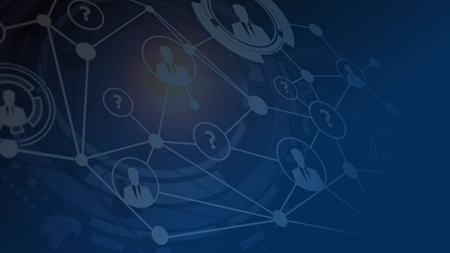 Abstract Business Network Diagram With Connected User Icons And Question Marks HD wallpaper