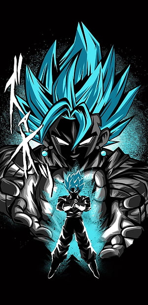 Vegito Super Saiyan Blue Anime Artwork with Dark Aura and Cyan Energy HD phone wallpaper