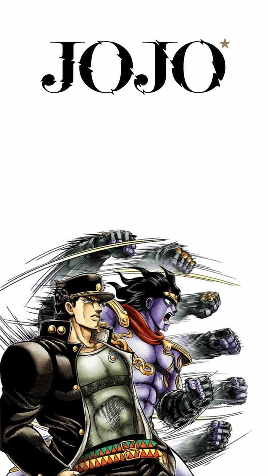 Jotaro Kujo and Star Platinum in Dynamic JoJo Bizarre Adventure Manga Art HD phone wallpaper