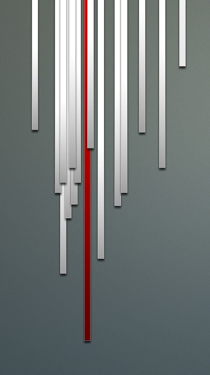 Minimalist Abstract Vertical Stripes with Red Accent on Grey Background HD phone wallpaper