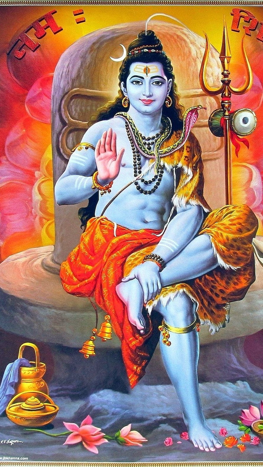 Lord Shiva Seated on Mount Kailash with Trishul and Snake HD phone wallpaper