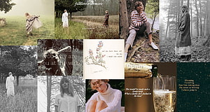 Taylor Swift Folklore and Evermore Aesthetic Collage with Lyrics and Nature Photography HD wallpaper