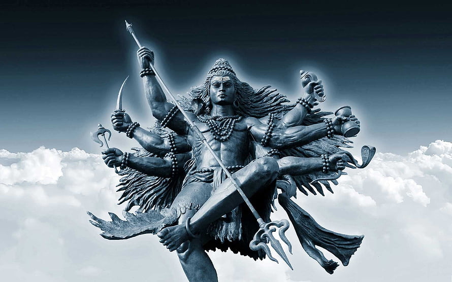 Statue of Lord Shiva Nataraja Dancing in the Cosmos with Trishul and Drum HD wallpaper