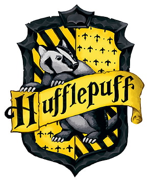 Hufflepuff House Crest with Badger Emblem and Yellow Black Shield Design HD phone wallpaper