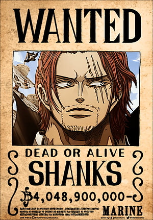 Shanks One Piece Wanted Poster Anime Wall Art HD phone wallpaper