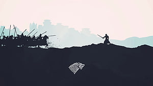 Game of Thrones Battle of the Bastards Minimalist Silhouette with Stark Direwolf Sigil HD wallpaper