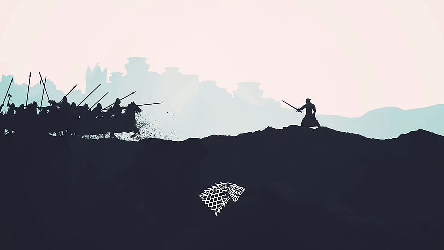 Game of Thrones Battle of the Bastards Minimalist Silhouette with Stark Direwolf Sigil HD wallpaper