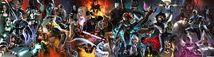 Marvel X-Men and Avengers Team-Up Comic Art Panorama HD wallpaper