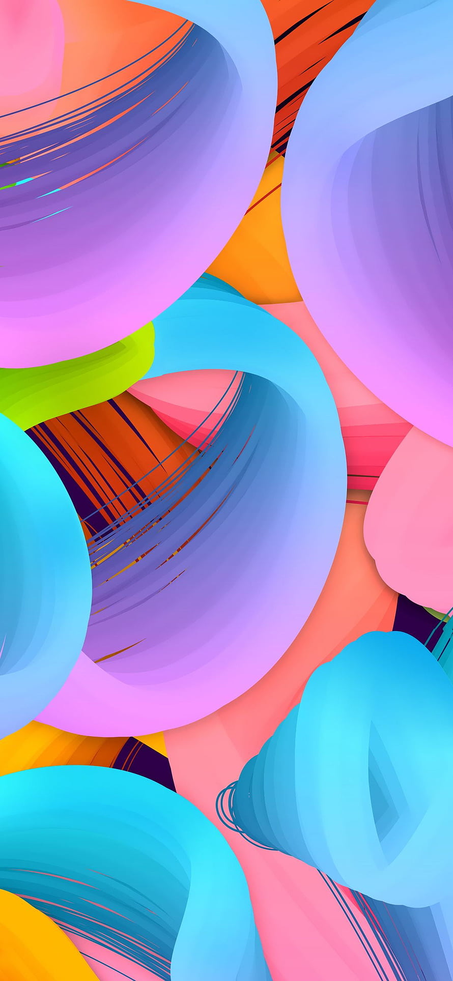 Vibrant Abstract 3D Swirls in Pastel and Neon Colors HD phone wallpaper
