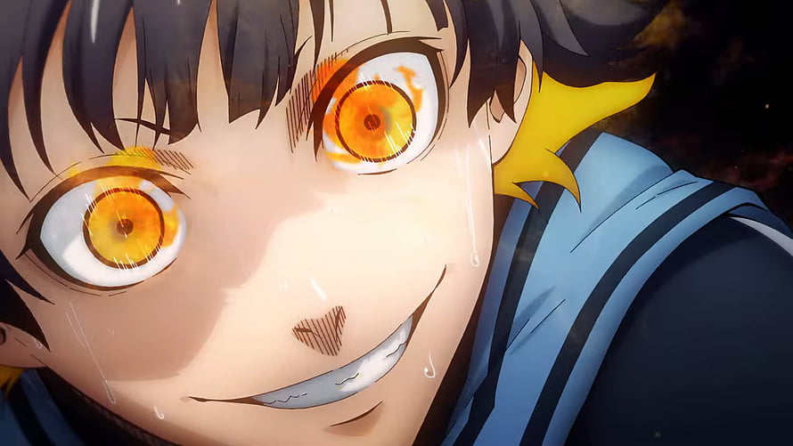Blue Lock Anime Character Close-Up With Intense Orange Eyes And Determined Expression HD wallpaper